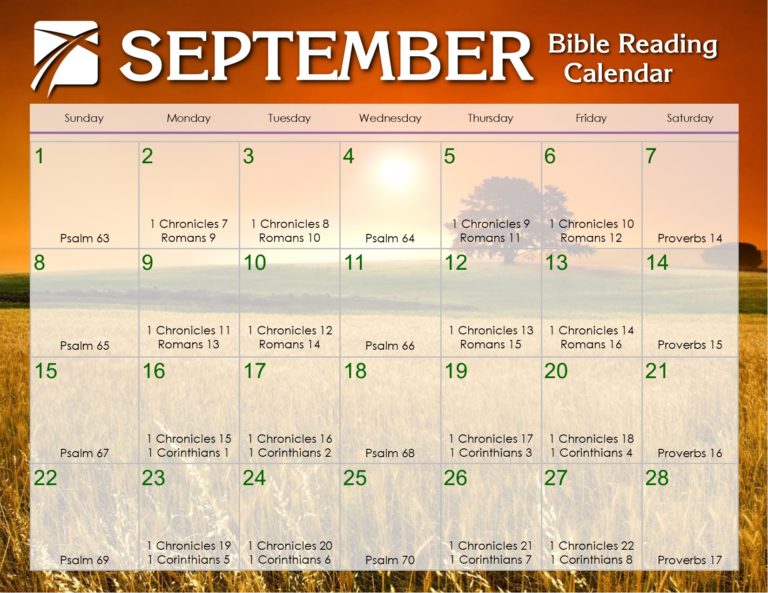 September 2019 Daily Bible Reading Calendar In God's Image